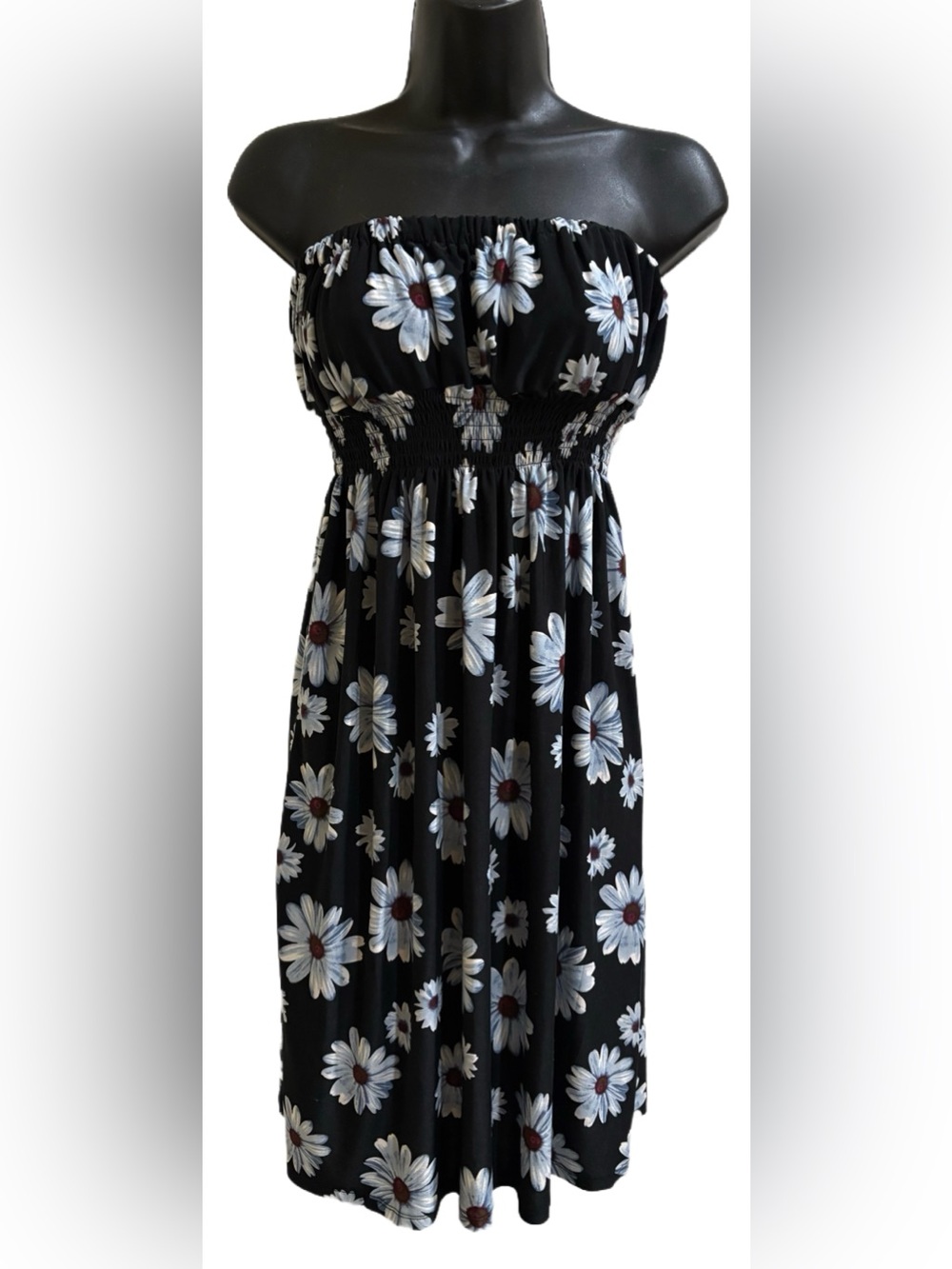 Strapless Black Daisy Print Sundress⭐️NWT⭐️
